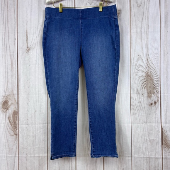 NYDJ Denim - NYDJ Lift Tuck Cropped Jeans Cool Embrace Pull On Stretch Straight Leg Capri 8P